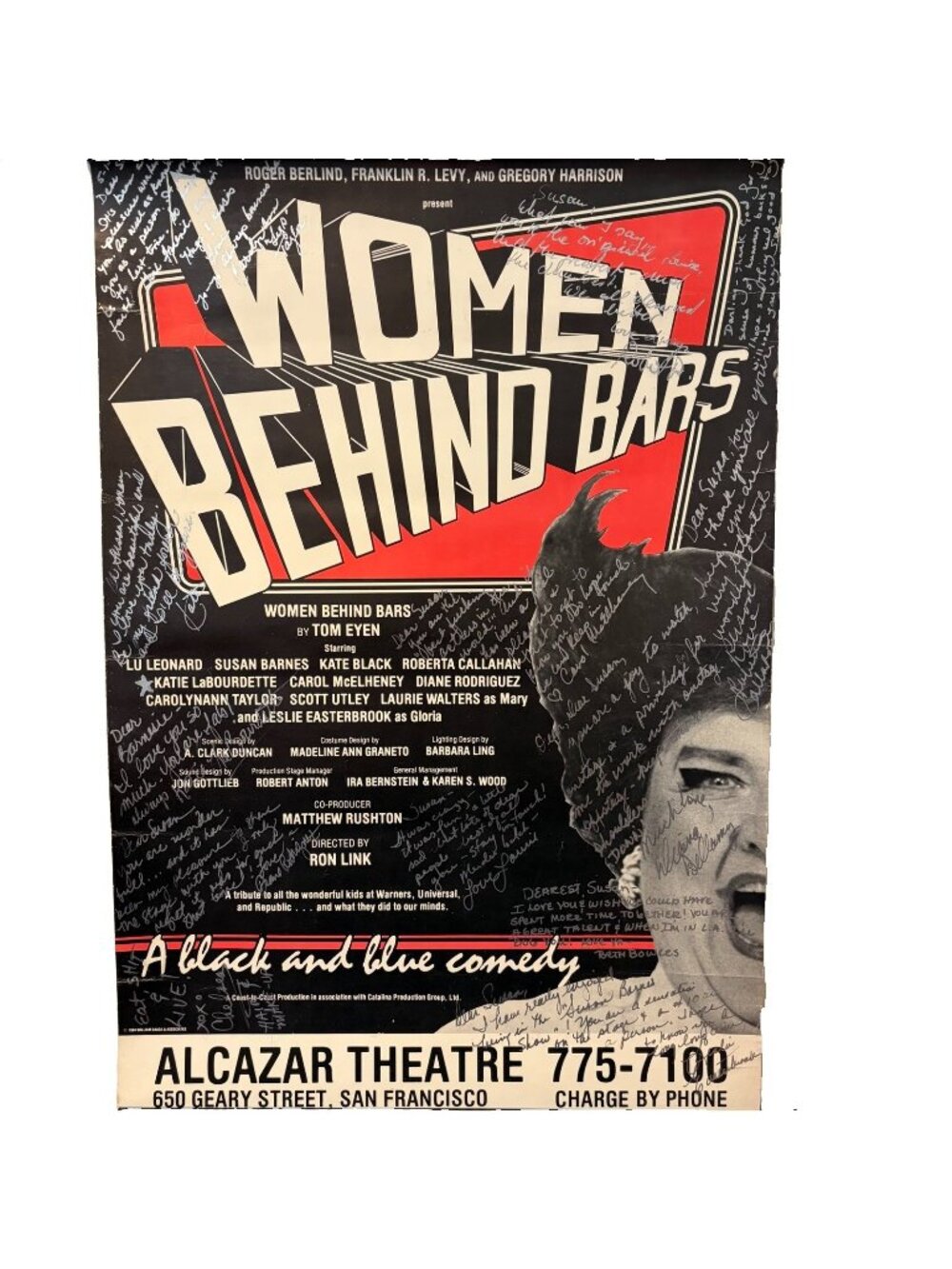 Women Behind Bars 1984 Alcazar Theatre San Francisco Cast Signed Poster Rare